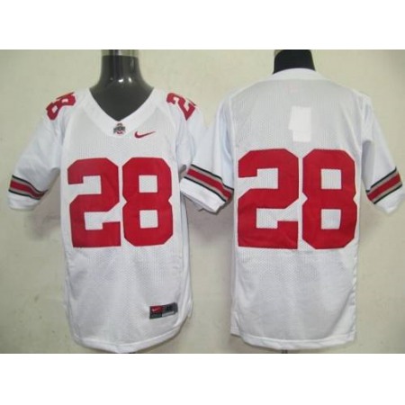Buckeyes #28 White Stitched NCAA Jersey