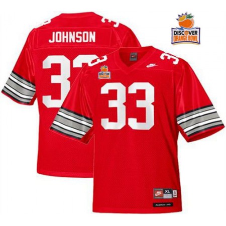 Buckeyes #33 Pete Johnson Red Legends of the Scarlet & Gray Throwback 2014 Discover Orange Bowl Patch Stitched NCAA Jersey