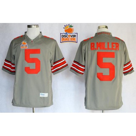 Buckeyes #5 Braxton Miller Grey Limited 2014 Discover Orange Bowl Patch Stitched NCAA Jersey