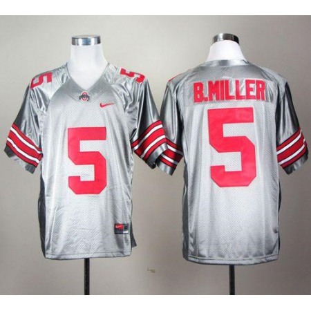 Buckeyes #5 Braxton Miller Grey Stitched NCAA Jersey