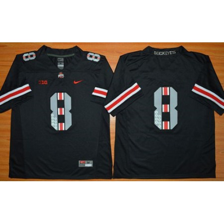 Buckeyes #8 Championship Black Commemorative Stitched NCAA Jersey