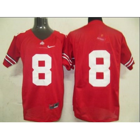 Buckeyes #8 Red Stitched NCAA Jersey
