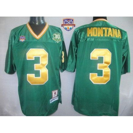 Dame #3 Joe Montana Green With 30TH Patch 2013 BCS National Championship Stitched NCAA Jersey