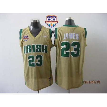 Fighting Irish #23 Lebron James Earth Yellow Basketball 2013 BCS National Championship Stitched NCAA Jersey