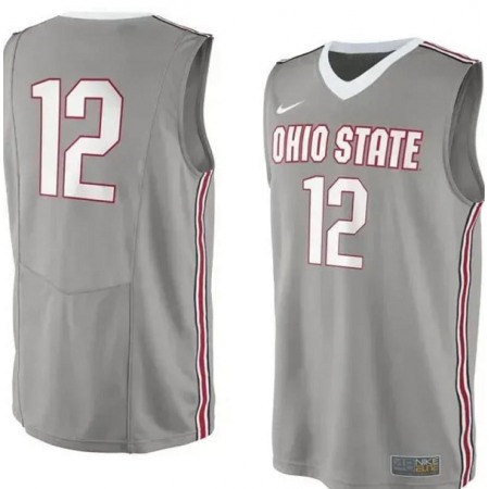 Men's Ohio State Buckeyes #12 Gray Stitched Jersey