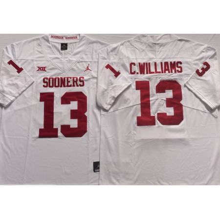Men's Oklahoma Sooners #13 C.WILLIAMS White Stitched Jersey