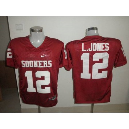 Sooners #12 Landy Jones Red Stitched NCAA Jersey