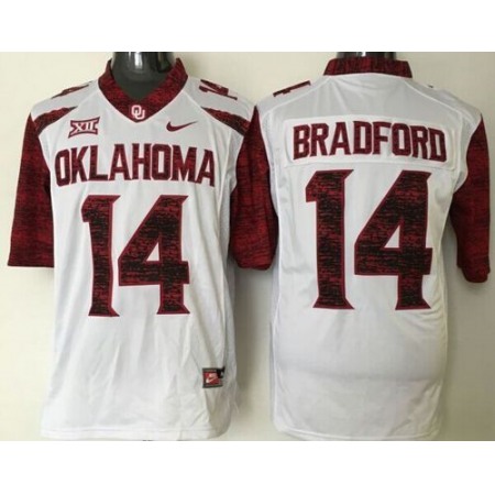 Sooners #14 Sam Bradford White New XII Stitched NCAA Jersey