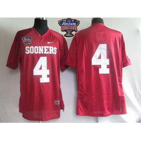 Sooners #4 Red 2014 Sugar Bowl Patch Stitched NCAA Jersey