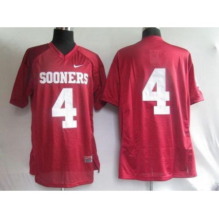 Sooners #4 Red Stitched NCAA Jersey