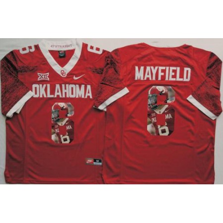 Sooners #6 Baker Mayfield Red Player Fashion Stitched NCAA Jersey