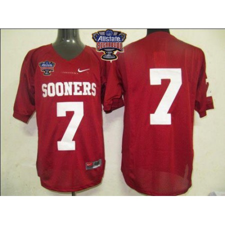 Sooners #7 Red 2014 Sugar Bowl Patch Stitched NCAA Jersey