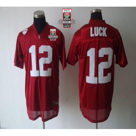 Cardinal #12 Andrew Luck Red 2014 Rose Bowl Patch Stitched NCAA Jersey