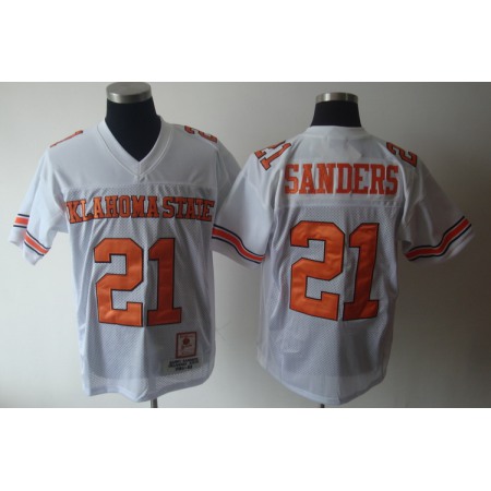 Cowboys #21 Barry Sanders White Throwback Stitched NCAA Jersey