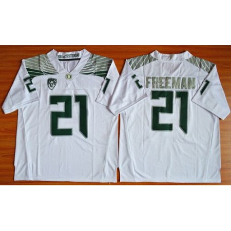 Ducks #21 Royce Freeman White Limited Stitched NCAA Jersey