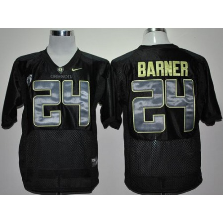 Ducks #24 Kenjon Barner Black With PAC-12 Patch Stitched NCAA Jersey