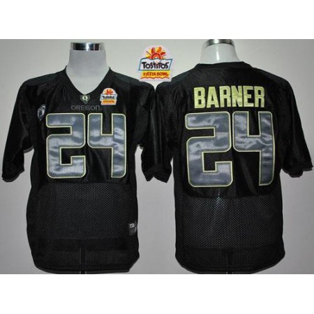 Ducks #24 Kenjon Barner Black With PAC-12 Patch Tostitos Fiesta Bowl Stitched NCAA Jersey