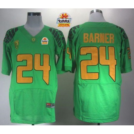 Ducks #24 Kenjon Barner Green Elite PAC-12 Patch Tostitos Fiesta Bowl Stitched NCAA Jersey