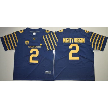 Ducks #2 Mighty Oregon Navy Blue Webfoots 100th Rose Bowl Game Elite Stitched NCAA Jersey