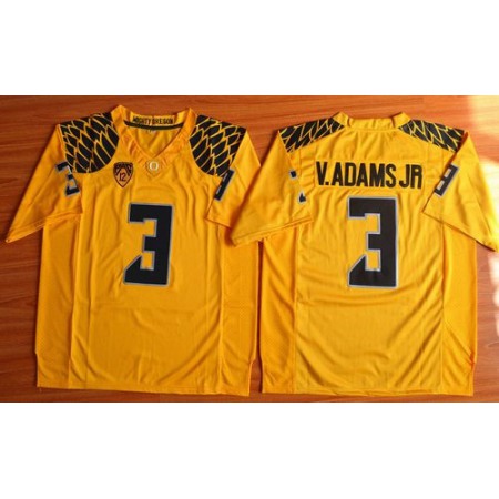 Ducks #3 Vernon Adams Jr. Olive Yellow Stitched NCAA Jersey
