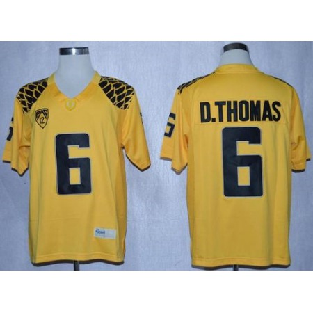 Ducks #6 De'Anthony Thomas Yellow Limited Stitched NCAA Jersey