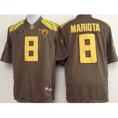 Ducks #8 Marcus Mariota Olive Limited Stitched NCAA Jersey