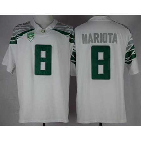 Ducks #8 Marcus Mariota White Mach Speed Limited Stitched NCAA Jersey