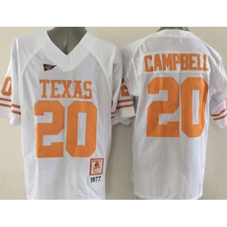 Longhorns #20 Earl Campbell White Stitched NCAA Jersey