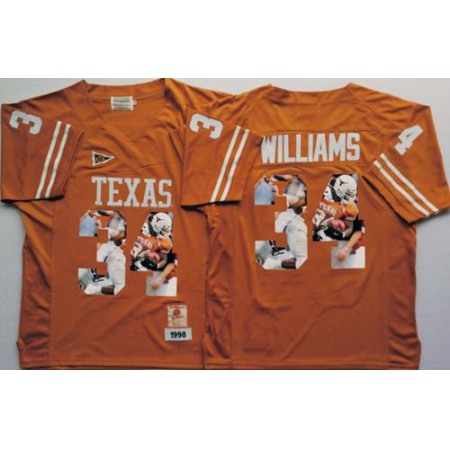 Longhorns #34 Ricky Williams Orange Player Fashion Stitched NCAA Jersey