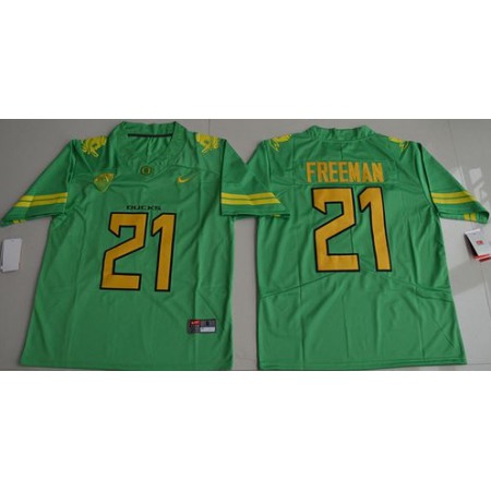 Men's Ducks #21 Royce Freeman Apple Green Electric Lightning Limited Stitched Jersey