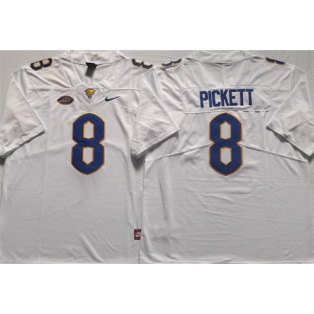 Men's Pittsburgh Panthers #8 PICKETT White Stitched Football Jersey
