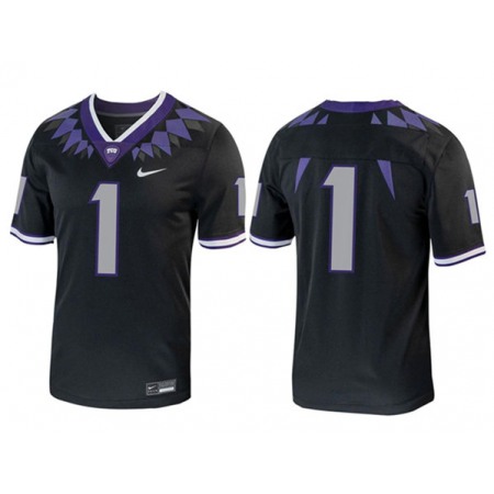 Men's TCU Horned Frogs #1 Black Stitched Game Jersey