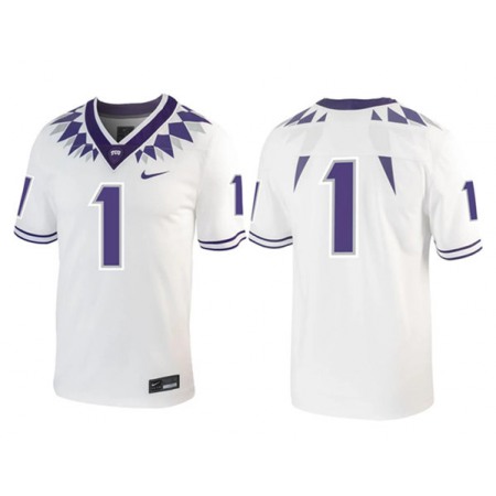 Men's TCU Horned Frogs #1 White Stitched Game Jersey
