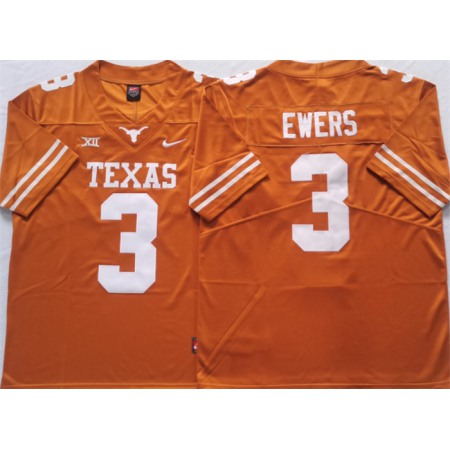 Men's Texas Longhorns #3 Ewers Orange Stitched Jersey