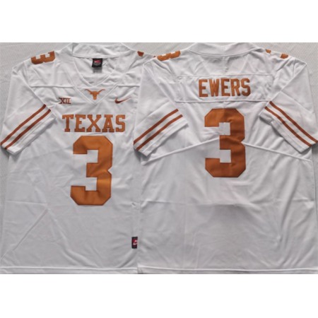 Men's Texas Longhorns #3 Ewers White Stitched Jersey