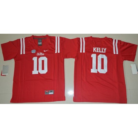 Rebels #10 Chad Kelly Red Stitched Youth NCAA Jersey