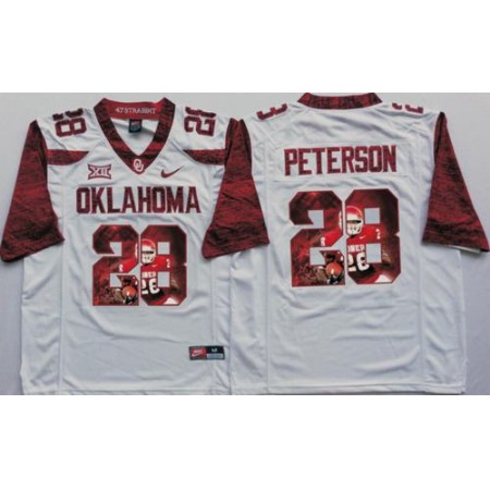 Sooners #28 Adrian Peterson White Player Fashion Stitched NCAA Jersey