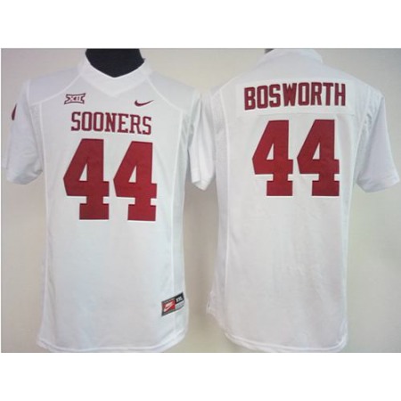 Sooners #44 Brian Bosworth White Women's Stitched NCAA Jersey