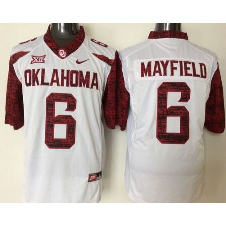Sooners #6 Baker Mayfield White New XII Stitched NCAA Jersey