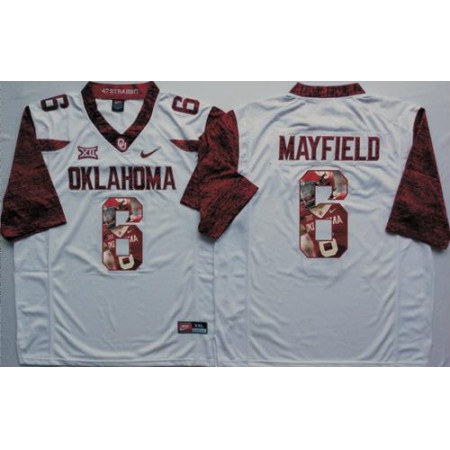 Sooners #6 Baker Mayfield White Player Fashion Stitched NCAA Jersey