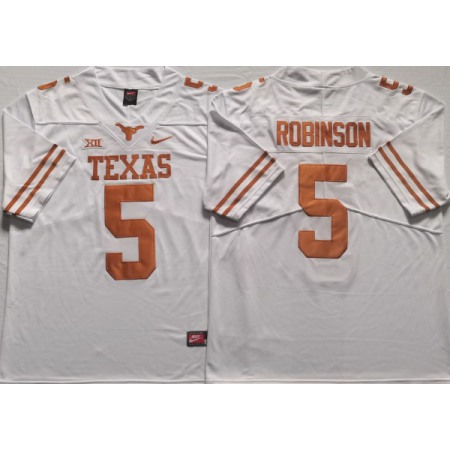 Texas Longhorns #5 ROBINSON White Stitched Jersey