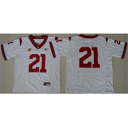 Trojans #21 Adoree' Jackson White PAC-12 C Patch Stitched NCAA Jersey