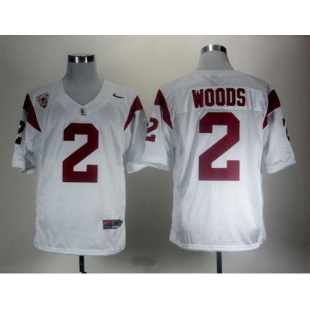 Trojans #2 Robert Woods White With Pac-12 Patch Stitched NCAA Jersey