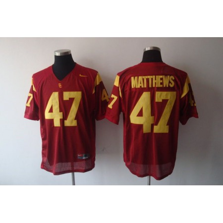 Trojans #47 Red Stitched NCAA Jersey