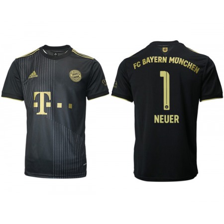 Men's FC Bayern Munchen #1 Neuer Black Away Soccer Jersey