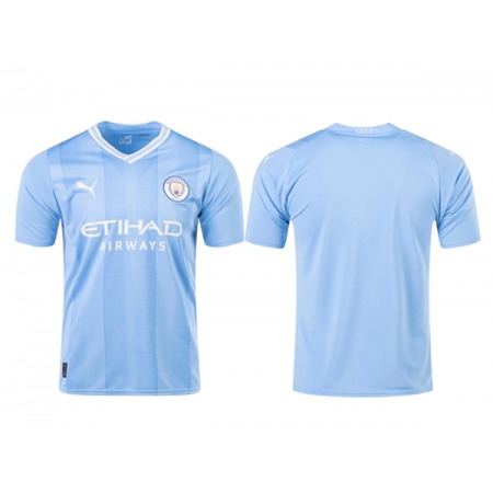 Men's Manchester City Blank 2023/24 Blue Away Soccer Jersey