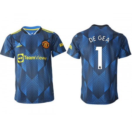Men's Manchester United #1 David de Gea Blue Away Soccer Jersey