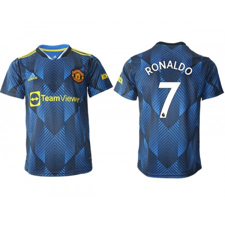 Men's Manchester United #7 Cristiano Ronaldo Blue Away Soccer Jersey