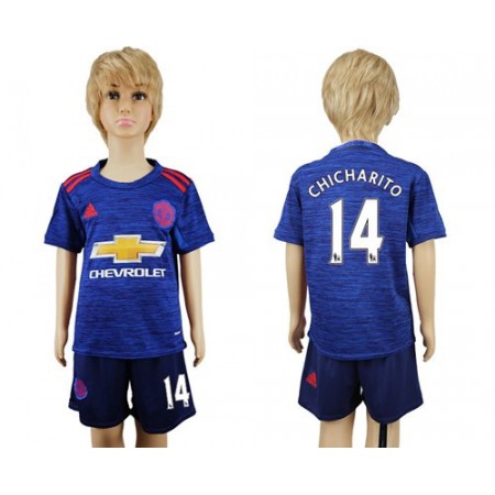 Manchester United #14 Chicharito Away Kid Soccer Club Jersey