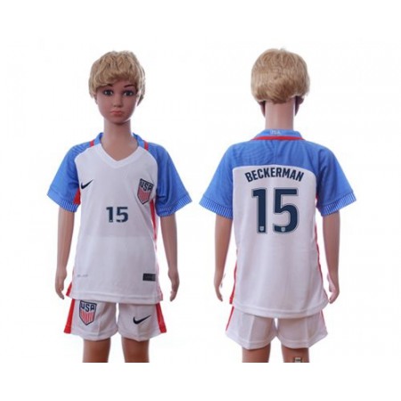USA #15 Beckerman Home Kid Soccer Country Jersey